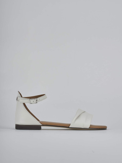 Sandalo tacco 1 cm bianco pelle