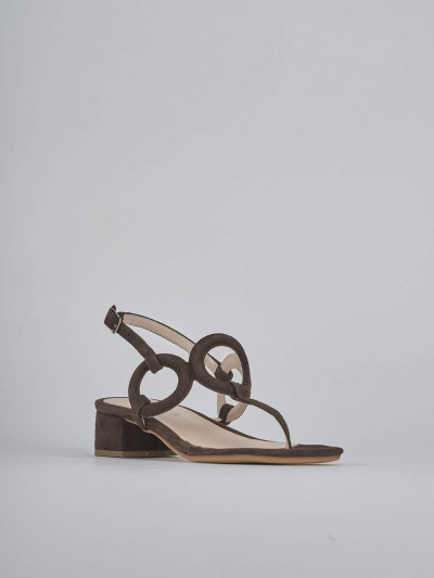 Sandali tacco 3cm camoscio testa