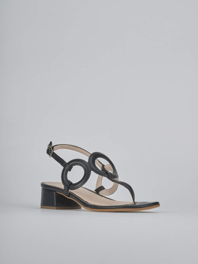 Sandali tacco 3cm pelle nero