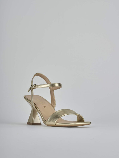 Sandalo tacco 7 cm oro pelle