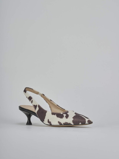 Décolleté e slingback tacco 4cm cavallino bianco