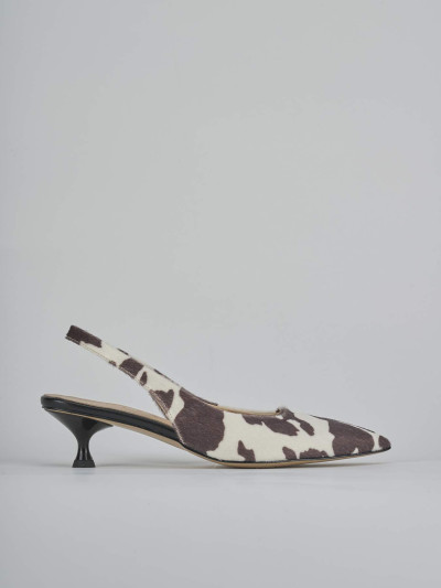 Décolleté e slingback tacco 4cm cavallino bianco