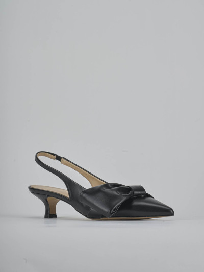 Décolleté e slingback tacco 4cm pelle nero