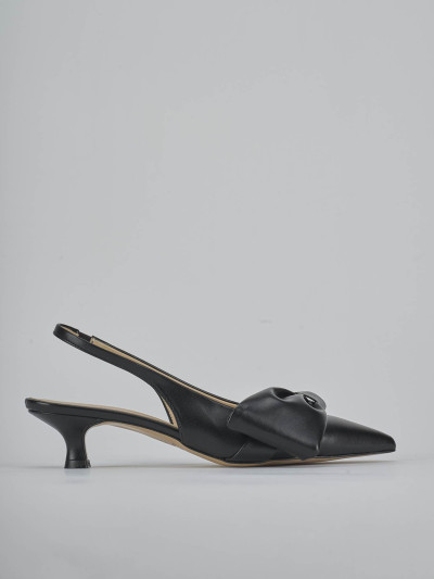 Décolleté e slingback tacco 4cm pelle nero