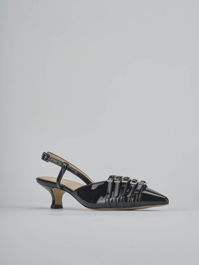 Décolleté e slingback tacco 4cm vernice nero