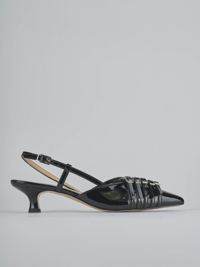 Décolleté e slingback tacco 4cm vernice nero