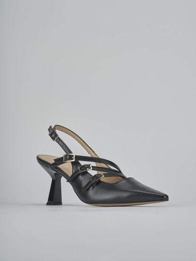 Décolleté e slingback tacco 7cm pelle nero