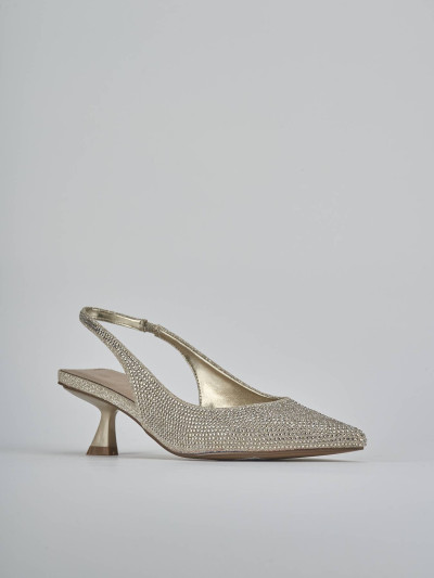 Décolleté e slingback tacco 5cm pelle oro