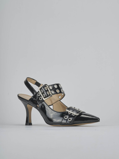 Décolleté e slingback tacco 7cm vernice nero