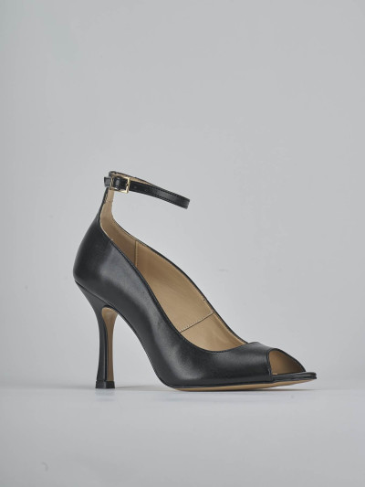 Décolleté e slingback tacco 9cm pelle nero