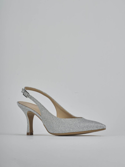 Décolleté e slingback tacco 7cm pelle argento