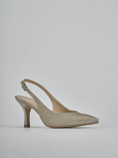 Décolleté e slingback tacco 7cm pelle oro