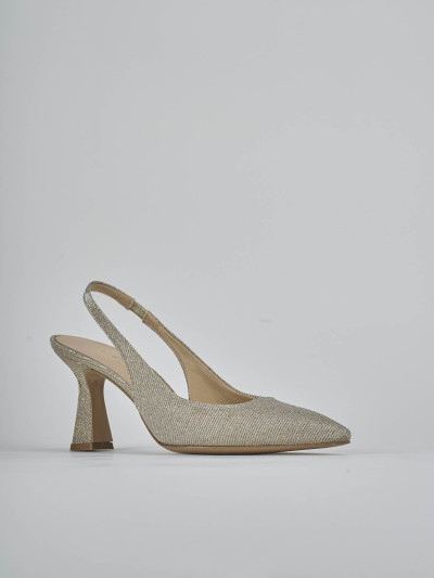 Décolleté e slingback tacco 7cm pelle oro