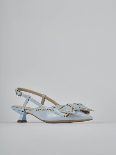 Décolleté e slingback tacco 4cm vernice azzurro