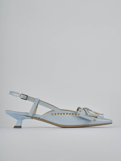 Décolleté e slingback tacco 4cm vernice azzurro