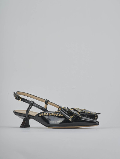 Décolleté e slingback tacco 4cm vernice nero