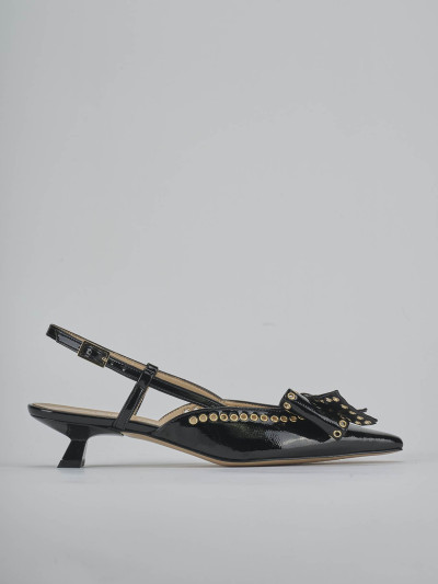 Décolleté e slingback tacco 4cm vernice nero