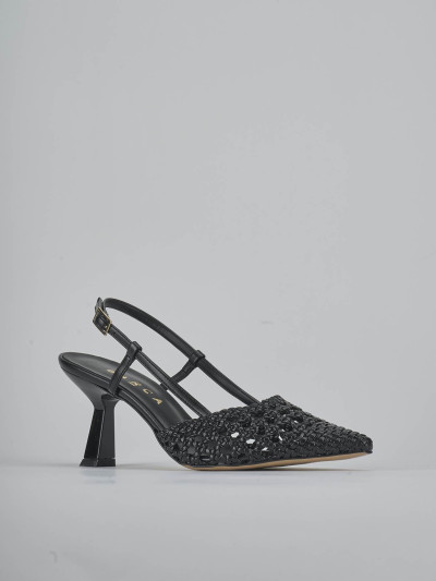 Décolleté e slingback tacco 7cm pelle nero