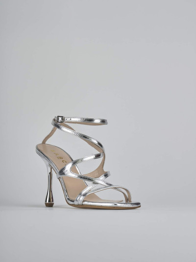 Sandali tacco 8cm pelle argento