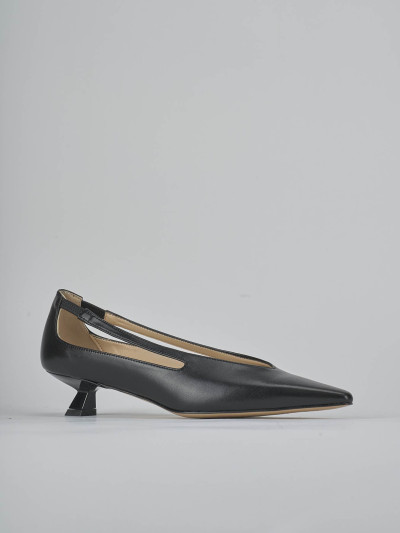 Décolleté e slingback tacco 4cm pelle nero