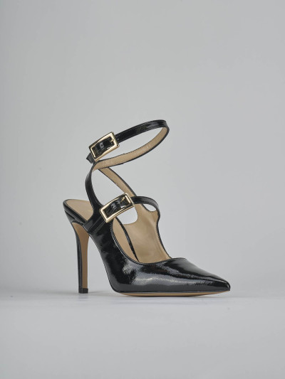 Décolleté e slingback tacco 9cm vernice nero