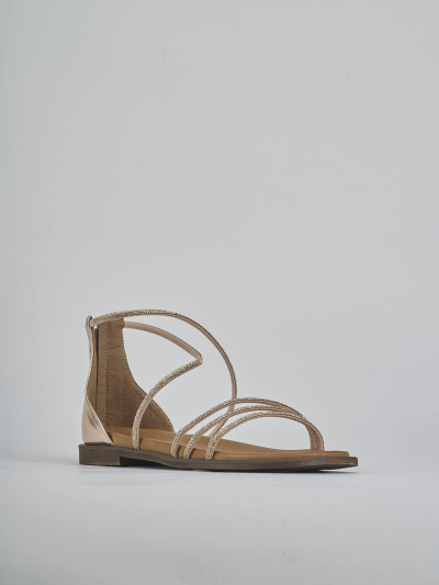 Sandali tacco 1cm pelle bronzo