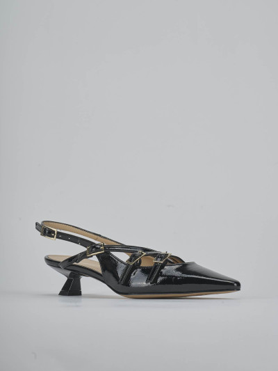Décolleté e slingback tacco 4cm vernice nero