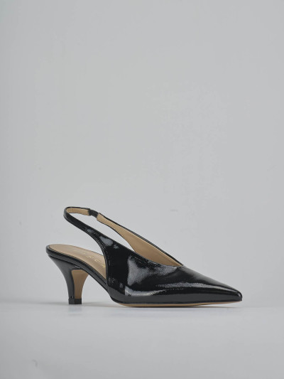 Décolleté e slingback tacco 4cm vernice nero