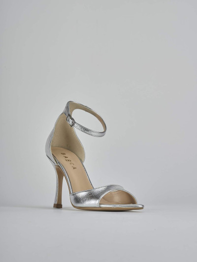 Sandali tacco 9cm pelle argento