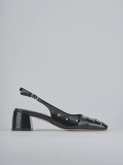 Décolleté e slingback tacco 5cm vernice nero