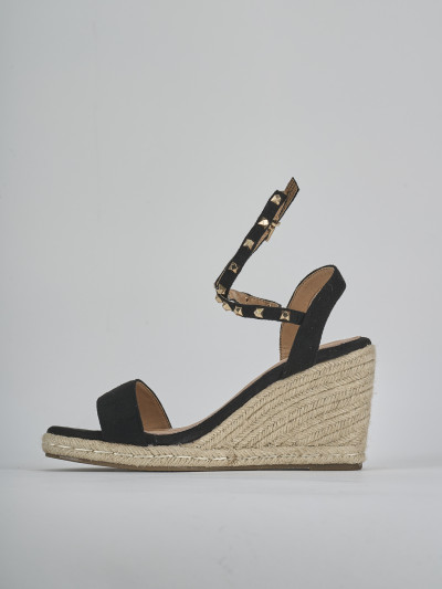 Espadrillas tacco 9cm cam. sosten nero