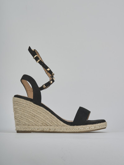 Espadrillas tacco 9cm cam. sosten nero