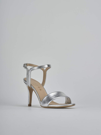 Sandali tacco 7cm pelle argento