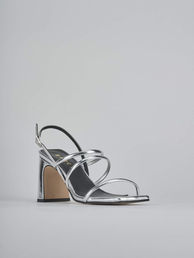 Sandali tacco 8cm pelle argento