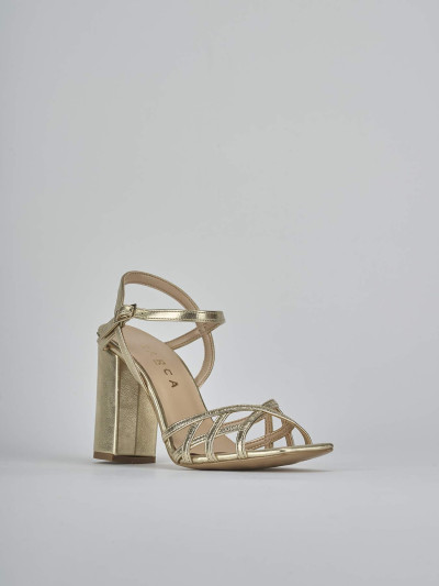 Sandali tacco 9cm pelle oro