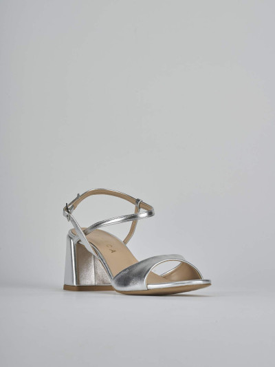 Sandali tacco 9cm pelle argento