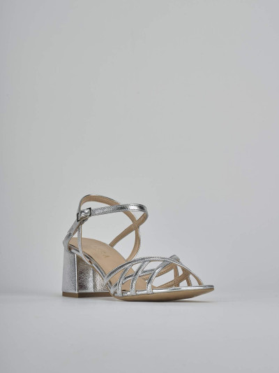 Sandali tacco 5cm pelle argento