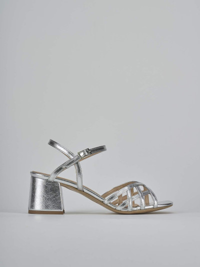 Sandali tacco 5cm pelle argento