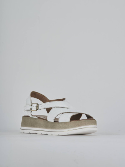 Sandali zeppa tacco 5cm pelle bianco