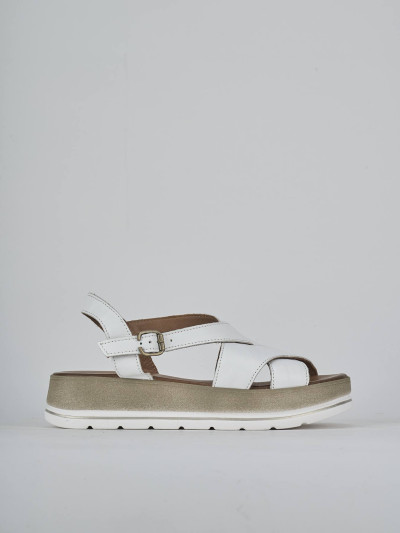 Sandali zeppa tacco 5cm pelle bianco
