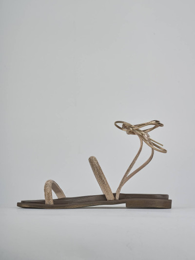 Sandali tacco 1cm pelle bronzo
