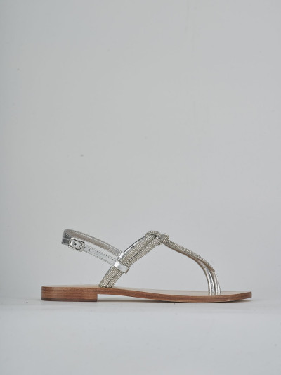 Sandali tacco 1cm pelle argento