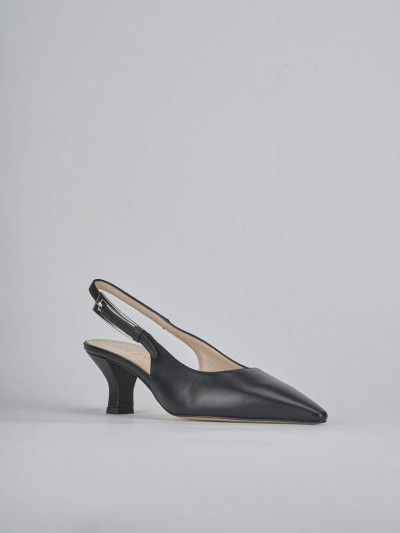 Décolleté e slingback tacco 6cm pelle nero