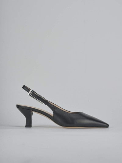 Décolleté e slingback tacco 6cm pelle nero