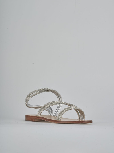 Sandali tacco 1cm pelle argento