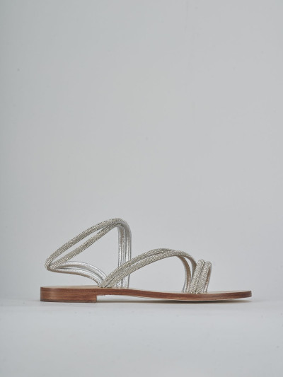 Sandali tacco 1cm pelle argento