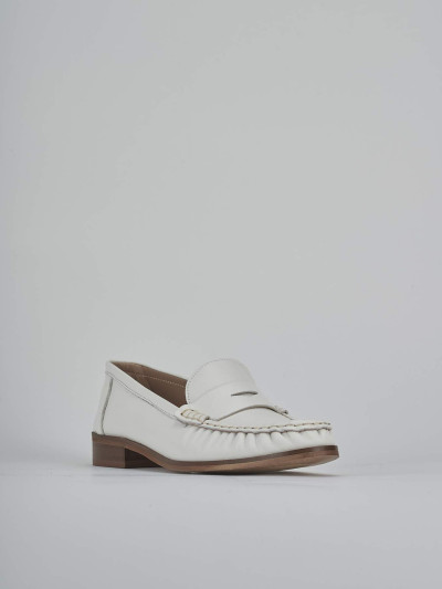 Mocassini tacco 1cm pelle bianco
