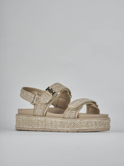 Sandali tacco 1cm pelle beige