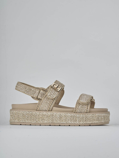 Sandali tacco 1cm pelle beige