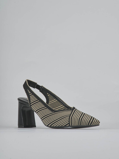 Décolleté e slingback tacco 7cm pelle nero